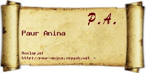 Paur Anina névjegykártya